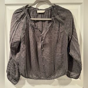 Lucky Brand Charcoal Button-Up Blouse